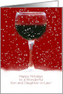 Son and Daughter in Law Christmas Holiday Funny Wine Themed Custom card