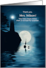 Thank You Teacher Customize with Teacher Name Lighthouse and Dolphin card