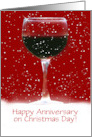 Christmas Wedding Anniversary with Wine Customizable card