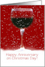 Christmas Wedding Anniversary with Wine Customizable card