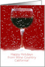 Christmas for California Wine Country with Red Wine In Snow Custom card