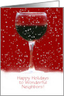 Christmas Holiday for Neighbor with Wine and Snow Custom Cover card