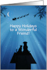 Christmas Holiday For Friend Cute Dog Cat and Santa Custom Text card