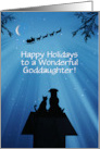 Goddaughter Cute Animals Fantasy Holiday Christmas with Santa Custom card