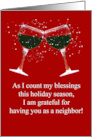 Neighbor Happy Holidays Wine Humorous Grateful for You card