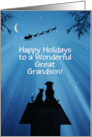 Great Grandson Dog and Cat Fantasy Happy Holidays Customizable card