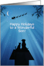 Son Happy Holiday Christmas with Cute Dog and Cat Custom Text card