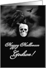 Godson Happy Halloween Ravens and Skull Spooky Fun card