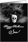 Son Happy Halloween Goth with Raven and Skull Customizable card