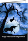 Witch and Unicorn Magical Happy Halloween for Kids Custom card