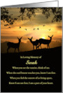 Sympathy Condolences Custom Name with Remembrance Poem Deer card