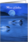 Winter Solstice with Ocean Moon Dolphins Custom Text Cover card