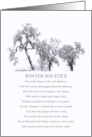 Winter Solstice Blessings Poem with Oak Trees in Snow Pagan Holiday card