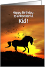 Birthday Kids with Unicorn and Birds Fantasy Fun Customizeable card