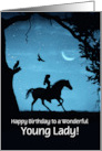 Birthday for Girls Kid Cute Horse and Rider Young Lady Customizable card