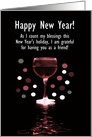 New Year Custom Wine Funny Counting Blessings for Friend Custom card