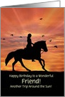 Friend Happy Birthday with Equestrian and Horse Customizable card
