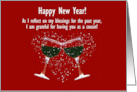 Cousin Happy New Year Funny Toasting Wine Glasses Custom Text card