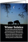 Winter Solstice Buffalo Crescent Moon Blessings Poem Magical Yule card