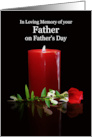 Fathers Day Remembrance with Red Rose and Candle In Loving Memory card
