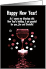 Custom Name New Years Wine Humor Happy New Year card