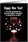 Aunt Happy New Year Funny Wine Themed with Customizable Cover card