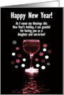 Daughter and Son in Law New Year with Wine Humor Custom card