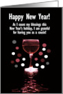 Cousin Happy New Year Holiday Wine with Custom Text Humor card