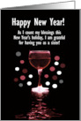 Sister Happy New Year Funny Wine Custom Text Cover card