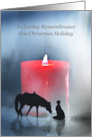 Christmas Holiday Remembrance Red Lit Candle Country Western Cowboy card