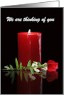 Sympathy Thoughts and Prayers with Candle and Rose From Us Custom Text card