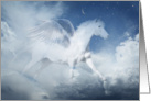 Pegasus Fantasy Mythical Mystical with Clouds and Moon Fantasy Blank card