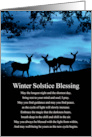 Winter Solstice with Wildlife Deer and Night Blessing Poem card