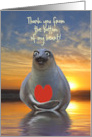 Thank you From the Bottom of My Heart Cute Seal on the Beach Custom card