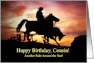 Cousin Birthday Country Western Cowboy and Horse Roping Steer card