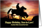 Son in Law Happy Birthday Country Western Cowboy Horse and Steer card