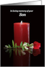 Son Sympathy Condolences with Memory Candle and Rose card