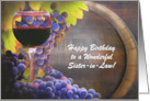 Birthday Sister In Law Funny Wine Themed with Grapes Custom Text card