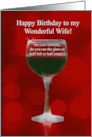 Happy Birthday to my Wonderful Wife Funny Wine Themed card
