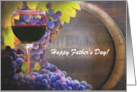 Fathers Day Custom Wine and Grapes with Barrel and Vineyard card