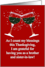 Thanksgiving Humorous for Brother and Wife Sister in Law Wine Themed card