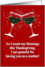 Thanksgiving Day for Mother Grateful Blessings Cheers with Wine card