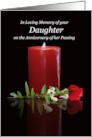 Daughter Anniversary of Passing In Loving Memory with Candle and Rose card