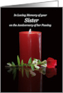 Sister Loving Remembrance Anniversary of Passing Rose and Candle card