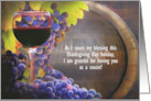 Cousin Happy Thanksgiving with Wine and Grapes Custom Text card