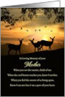 Mother Anniversary of Death Spiritual Poem with Deer and Birds Sunset card