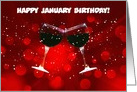 January Birthday Wine Humor with Custom Text Toasting Glasses card