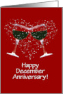 December Anniversary with Wine Custom Cover Text Funny and Sincere card