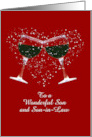 Son and Son in Law Happy Anniversary with Toasting Wine Custom Text card