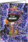 Birthday Humor with Wine and Grapes Customizable Cover Text card